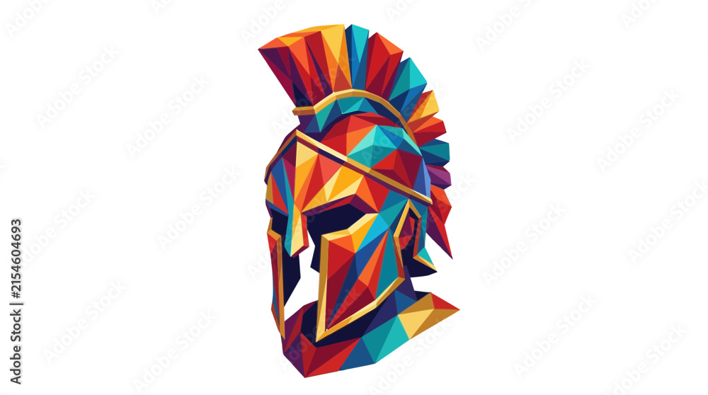 Obraz premium Abstract Geometric Spartan Helmet Illustration