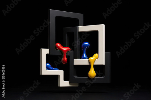 Futuristic 3D Abstract Mod Sculpture with Liquid Mercury.