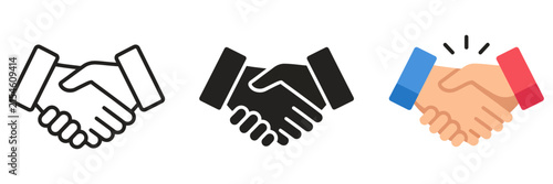 Fotografía Professional handshake icon set, business partnership agreement symbols, 3 vecto