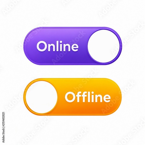 Modern online and offline toggle switch icons in vibrant colors