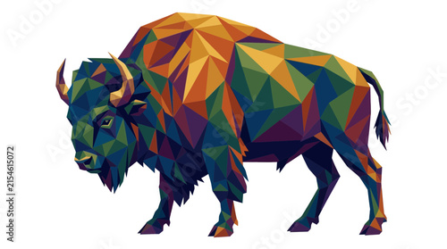 Geometric Low Poly Bison Illustration Isolated