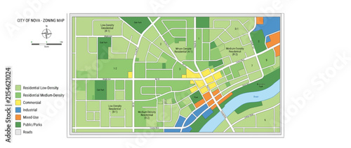 City Zoning Map - Urban Planning, Land Use, Residential and Commercial Areas
