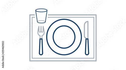 Simple Table Setting Line Art Icon