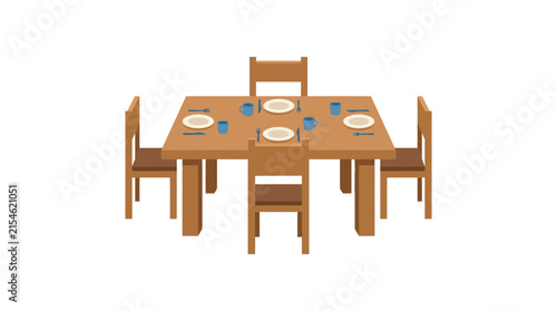 Simple Wooden Dining Table Set with Chairs