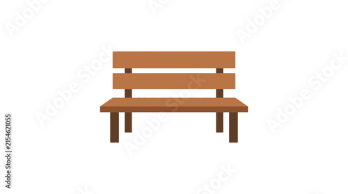 Simple wooden park bench isolated
