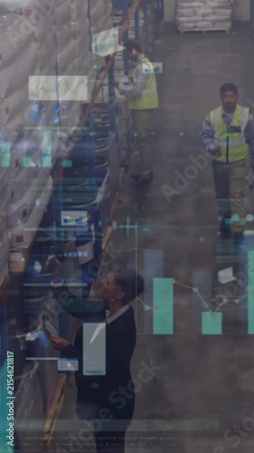 Animation of data processing over diverse workers in warehouse