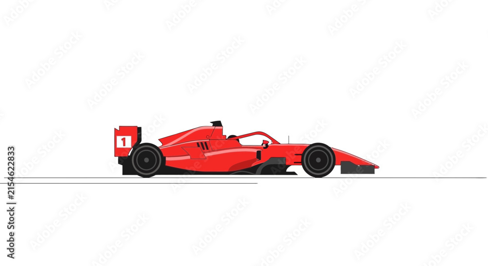 Fototapeta premium Red Formula 1 Race Car Number 1 Isolated