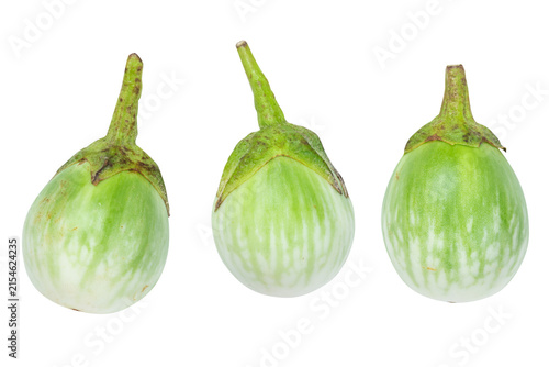 set of fresh Thai eggplants isolated on a transparent background