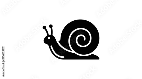 Simple black snail silhouette icon on white background.