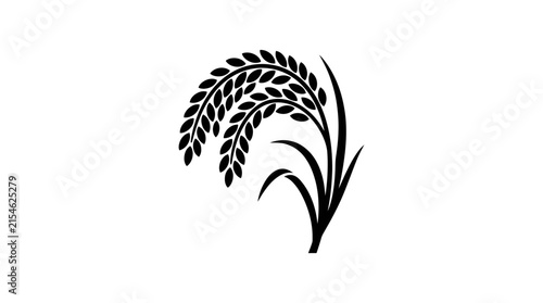 Simple black wheat or rice grains silhouette icon.