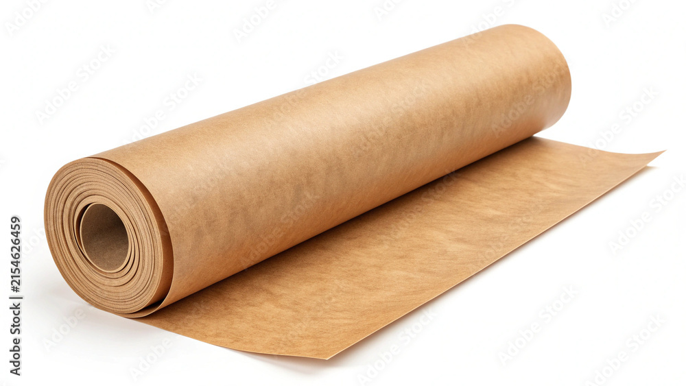 Fototapeta premium Natural Butcher Paper Roll Isolated on White Background