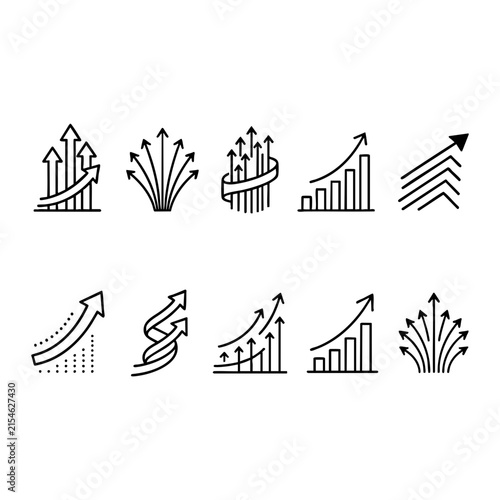 Upward trend and growth arrow icons collection
