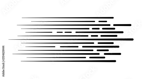 Black horizontal motion speed lines icon.
