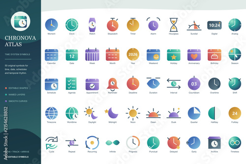 Calendar and Time Icons for Planning and Scheduling with Clean Design and White Background