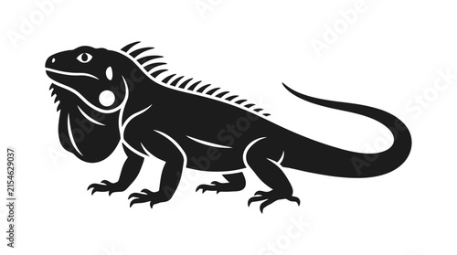 Black iguana lizard profile silhouette.