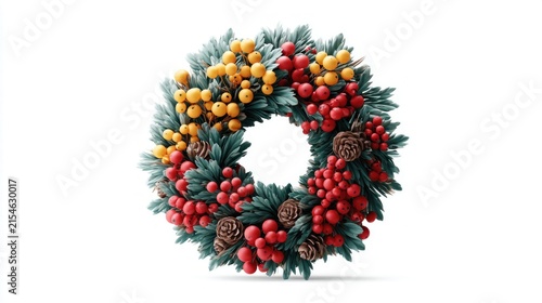 Beautiful festive wreath decoration for winter holidays