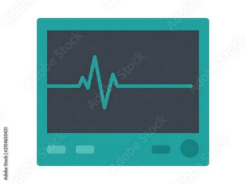 Heart rate monitor ECG icon flat vector illustration isolated on white background