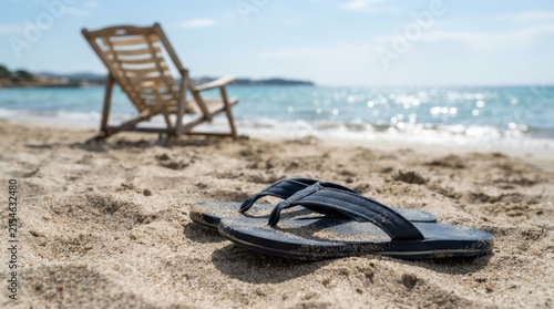 Flip-flops in beach sand