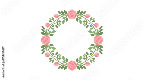 Pink Rose Flower Wreath Border Isolated Transparent Background