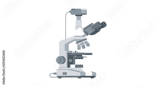 Scientific Microscope Isolated on Transparent Background - Laboratory Equipment