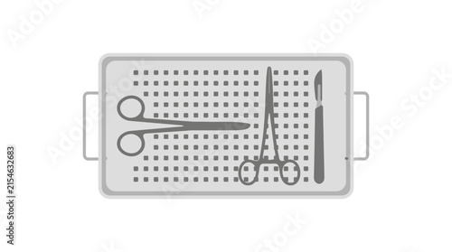 Surgical Instruments Tray Isolated on Transparent Background - Medical Tools