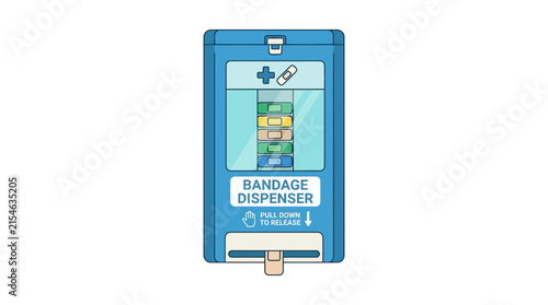 Blue Bandage Dispenser with Plasters Isolated on Transparent Background