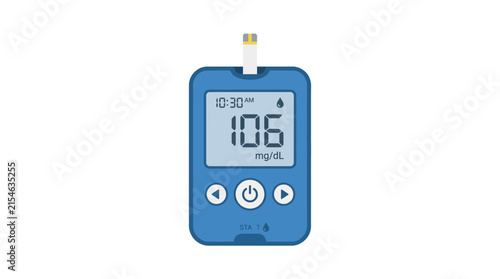Blue Glucose Meter Isolated on Transparent Background - Diabetes Monitoring