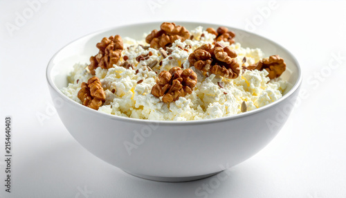 Cottage Cheese Bowl with Walnuts and Seeds, Healthy High Protein Breakfast