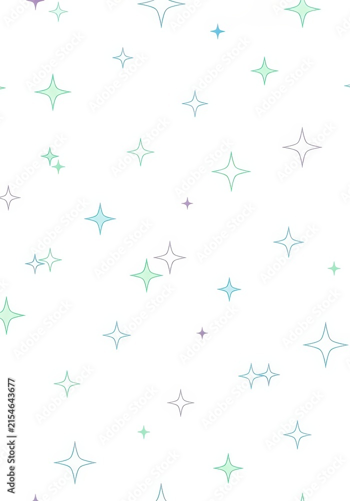 Fototapeta premium Seamless Pastel Star Pattern with Colorful Twinkling Sparkles on White Background for Minimalist Graphic Design