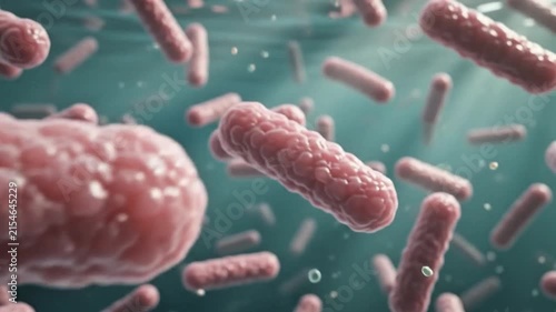 Microscopic Bacteria Cell Floating in Water Microbiology Science HD 4K