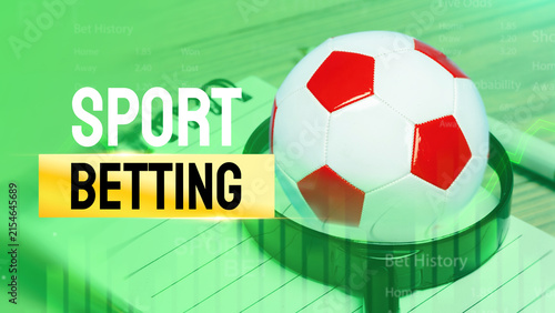 Canvas Print Sport betting activity with a soccer ball and tracking tools on a digital platfo