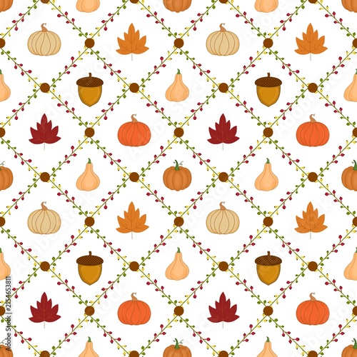 Fall Harvest and Pumpkins Seamless Pattern