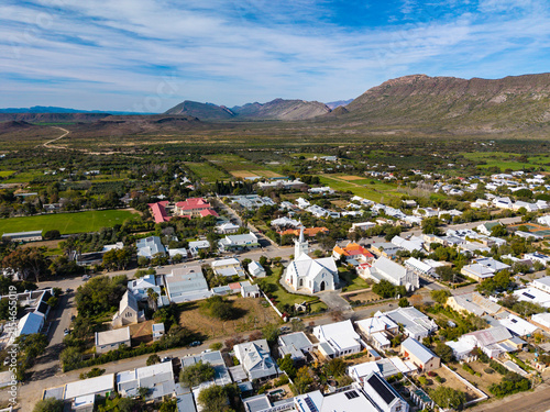 Aerial view of small Karoo town in South Africa, Prince Albert