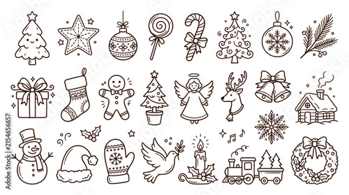 Set of Hand Drawn Christmas Icons and Festive Holiday Elements 4.