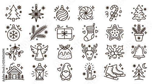 Set of Hand Drawn Christmas Icons and Festive Holiday Elements 9.