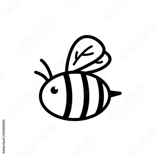 Honey bee icon with hand drawn doodle design style for graphic element template