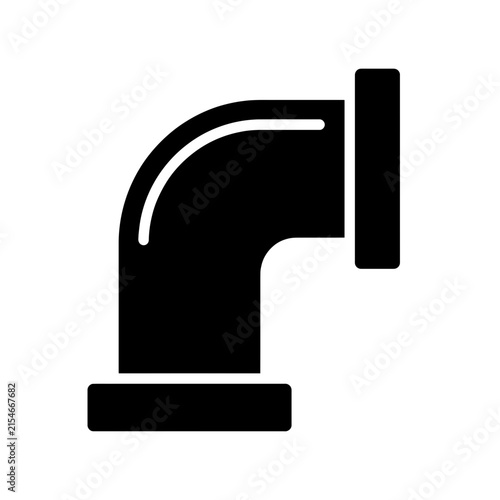 A simple black plumbing pipe elbow fitting icon symbolizes crucial connection and fluid redirection in various systems