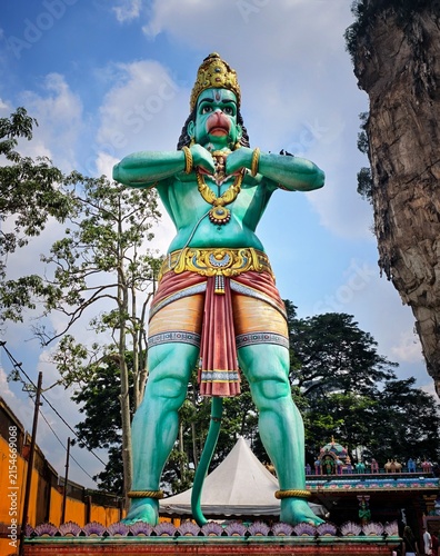 Konstfotografi The statue of Lord Hanuman at the Batu Caves in Malaysia; the monkey god symbolizes loyalty, strength, and courage in Hindu culture