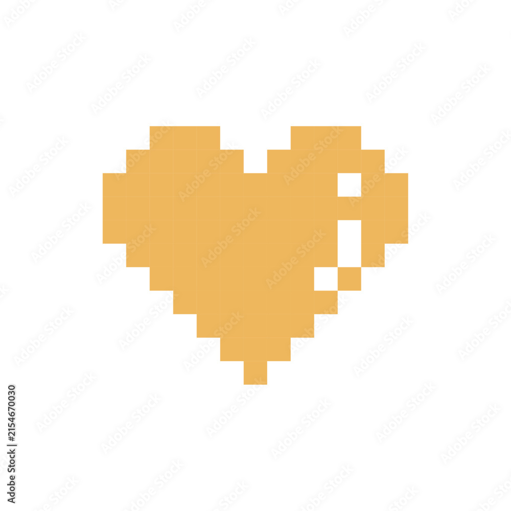 Fototapeta premium Minimalist Pixel Art Heart Shape Icon on White Background