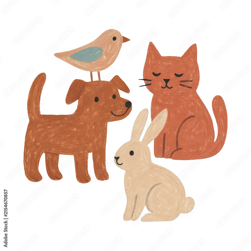 Fototapeta premium PNG Cute animal friends illustration