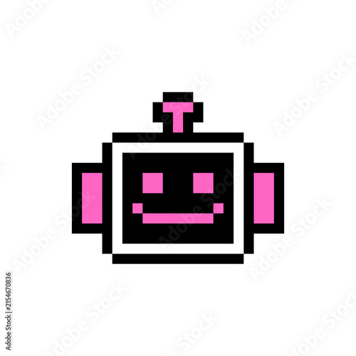 Foto Cute Pink and Black Pixel Art Robot Character Illustration