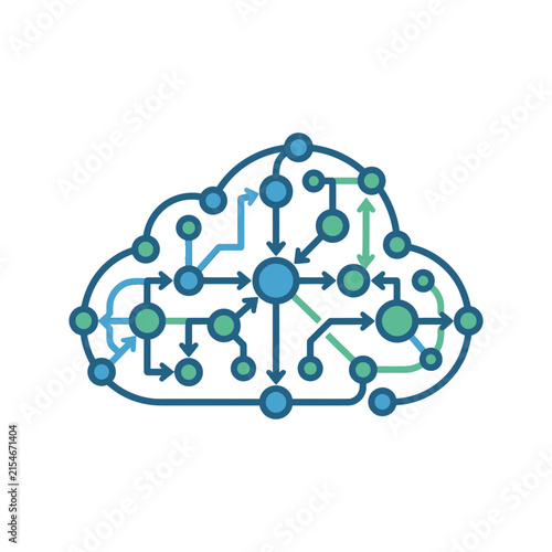 Complex cloud network data structure diagram.