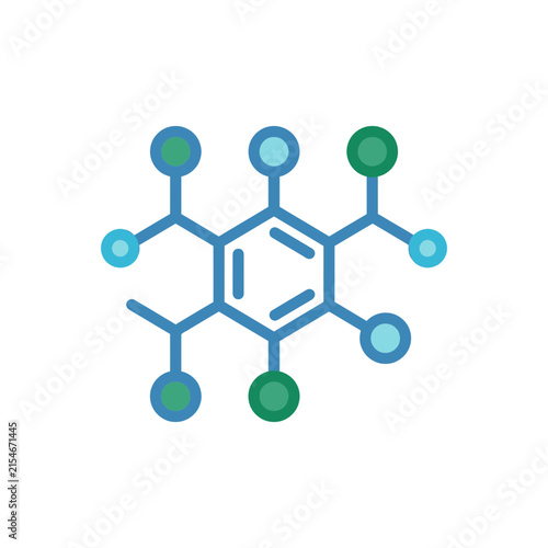 Colorful molecular structure with nodes and bonds