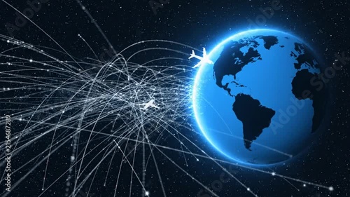 Global travel connectivity and flight routes across the planet