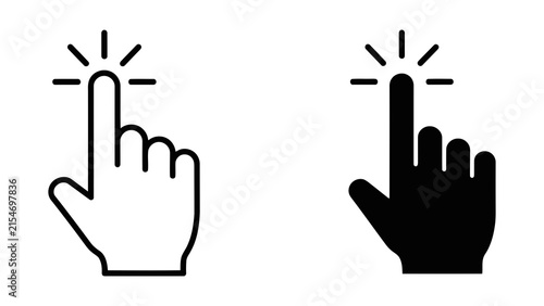 Clicking mouse cursor hand pointer vector icon for interactive website button elements