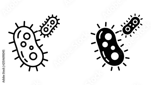 Microscopic bacteria cell organisms vector icons isolated on transparent background
