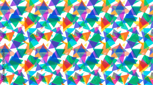 A vibrant pattern of overlapping colorful geometric triangles