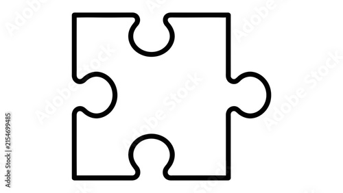 Foto Single Puzzle Piece: A simple, black and white illustration of a single jigsaw puzzle piece, ready to connect and complete a larger image or idea