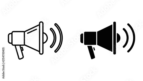 Megaphone communication vector icon set isolated on white background for marketing design