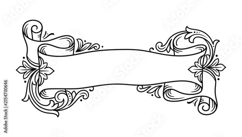Obraz na plátně Elegant Vintage Banner: A beautifully ornate vintage banner with intricate scrollwork and floral embellishments, perfect for adding a touch of classic sophistication to any design